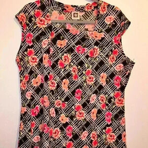 Anne Klein Multicolor Tank Sleeveless Top Blouse Size XL  (097)